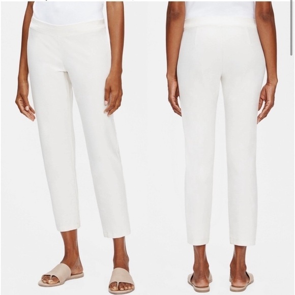 Eileen Fisher Slim Ankle Pant In Bone Color